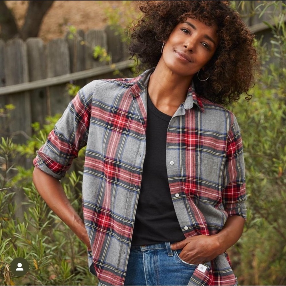 Grayson Frank & Eileen The Hero Womens‎ Gray Red Plaid Flannel Size 01/XS
